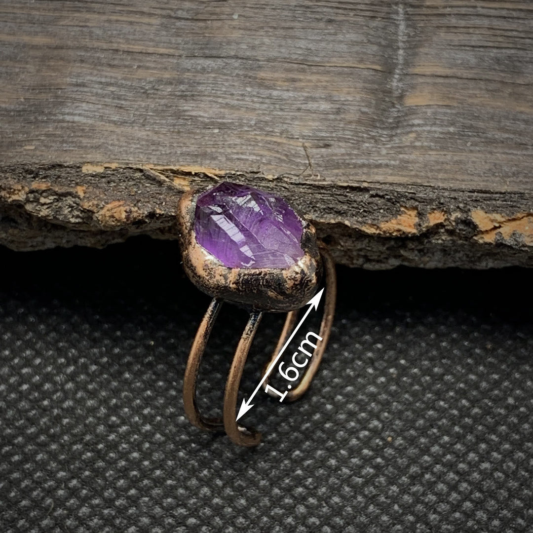 Natural Raw Birthstone Ring - Selina-January & Pomegranate-Nora Luxe