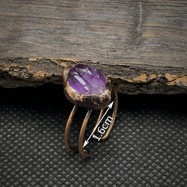 Natural Raw Birthstone Ring - Selina-January & Pomegranate-Nora Luxe