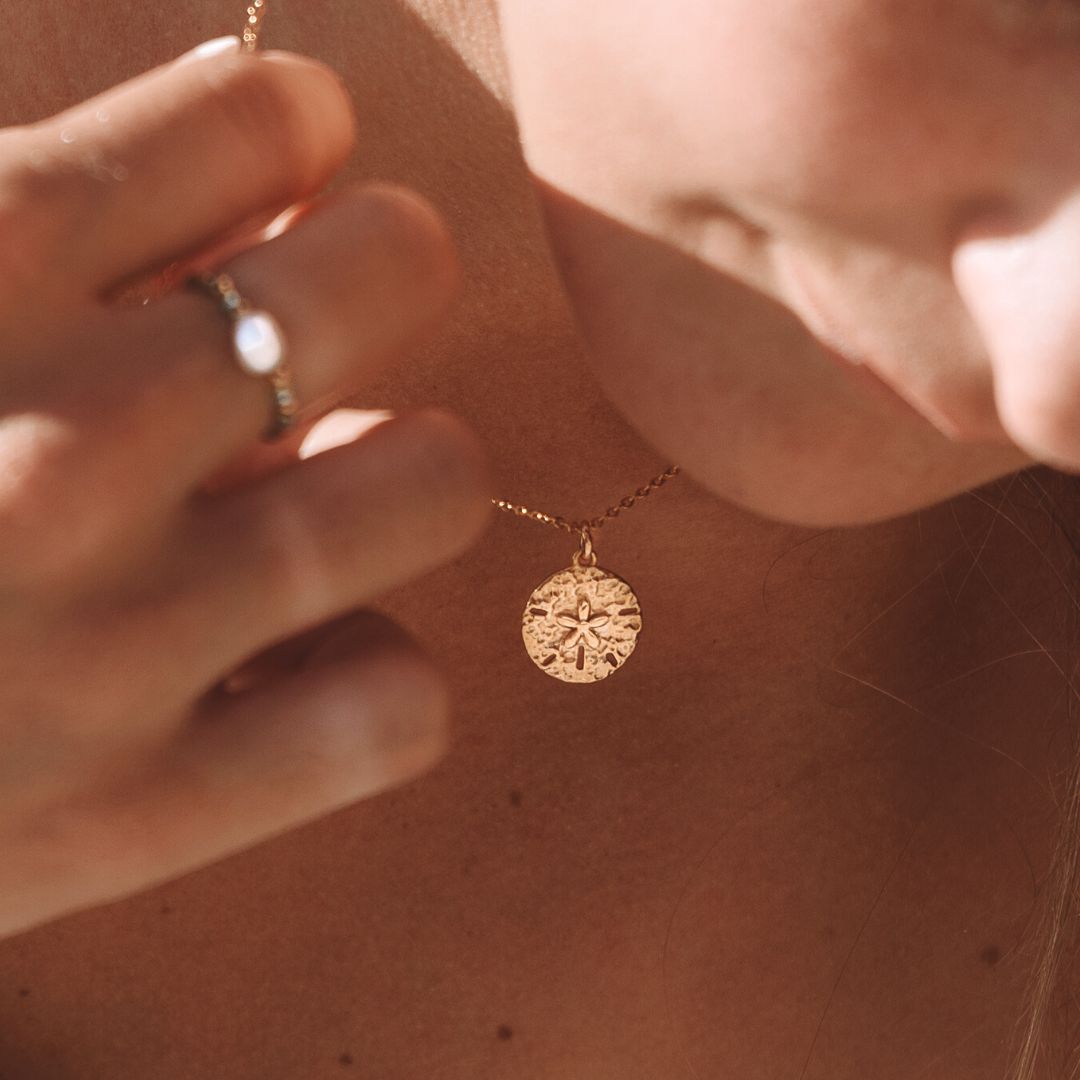 Necklace with Sand Dollar Pendant - Marisol-Silver-Nora Luxe
