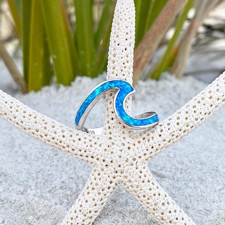 Ocean Waves Opal and Silver Ring - Livia-5-Nora Luxe