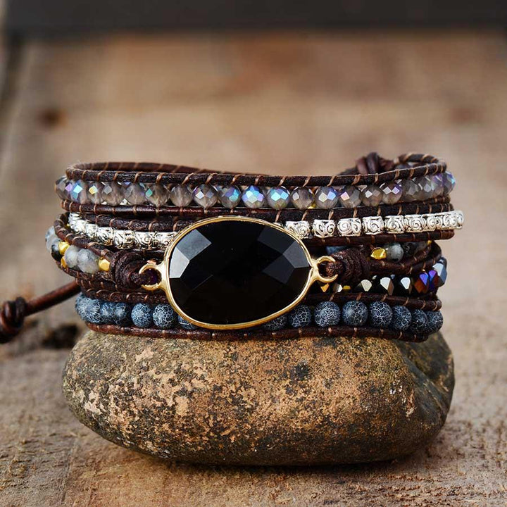 Onyx Moonlight Protective Wrap Bracelet - Lunara-Nora Luxe