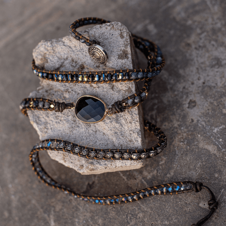 Onyx Moonlight Protective Wrap Bracelet - Lunara-Nora Luxe