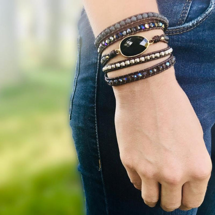 Onyx Moonlight Protective Wrap Bracelet - Lunara-Nora Luxe