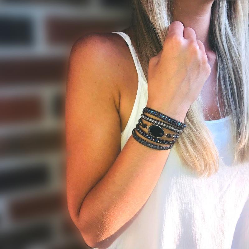 Onyx Moonlight Protective Wrap Bracelet - Lunara-Nora Luxe