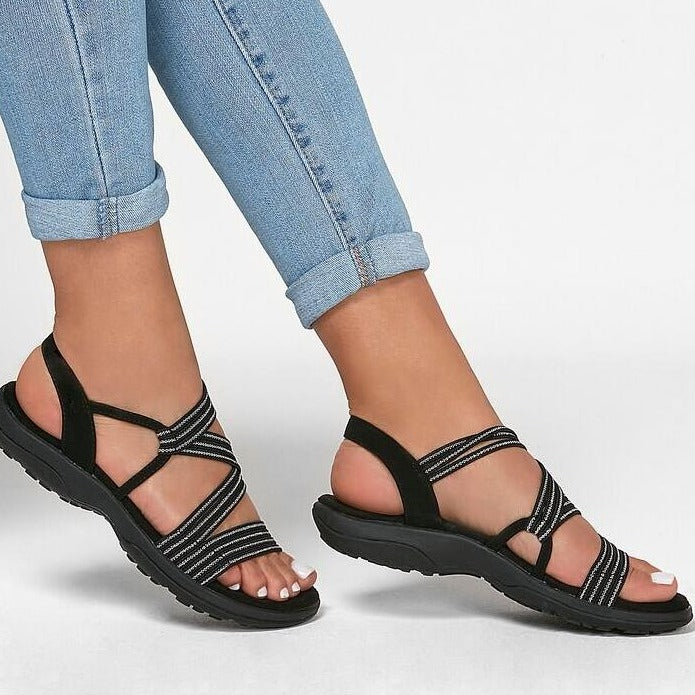Orthopaedic ladies' sandals with adjustable straps – Elvira-Black-3-Nora Luxe
