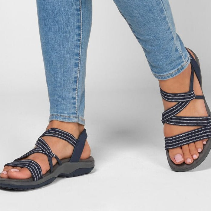 Orthopaedic ladies' sandals with adjustable straps – Elvira-Blue-3-Nora Luxe