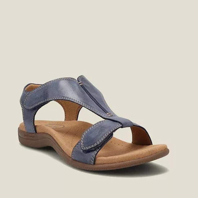 Orthopedic ladies' sandals with wedge heel & comfort sole – Eleni-Dark blue-3-Nora Luxe