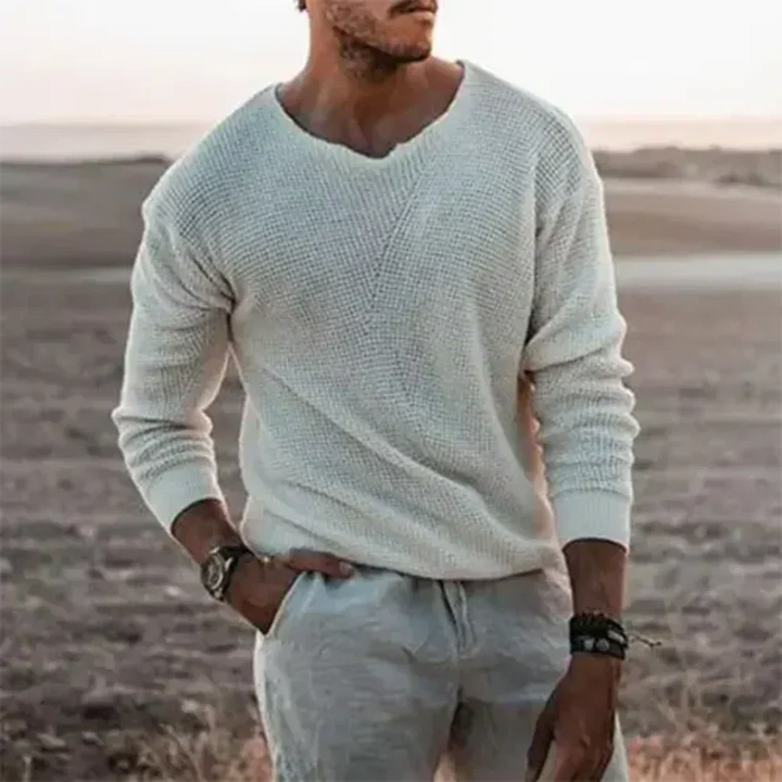 Warmer men's knitted jumper with long sleeves - Sigfried