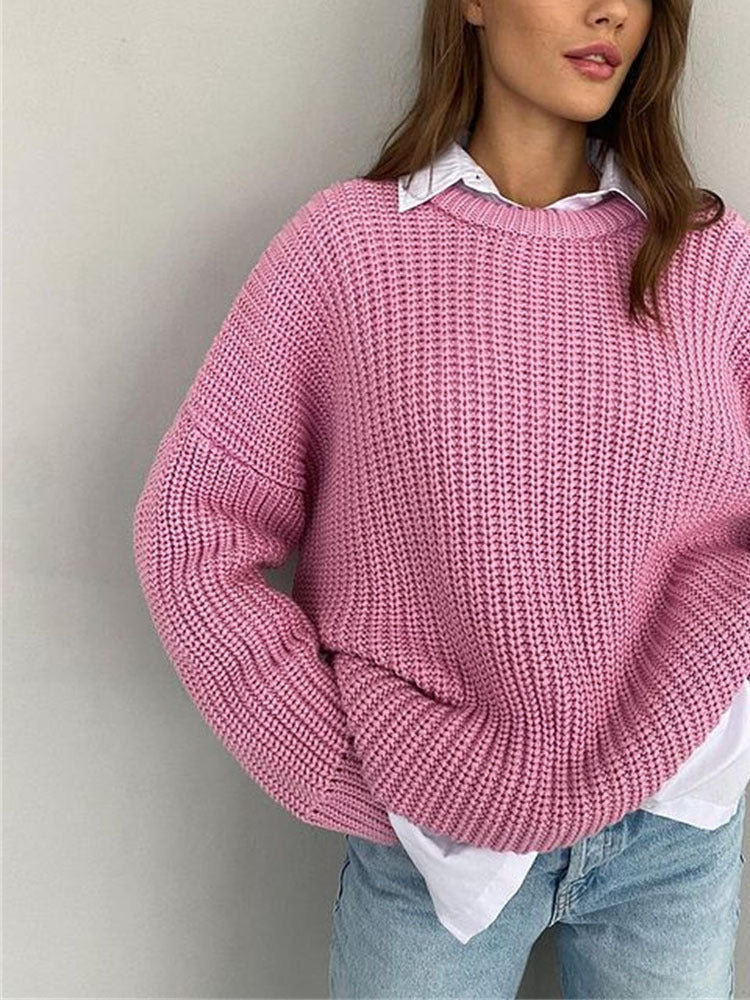 Oversized Chunky Knitted Sweater for Women - Amara-Blue-S-Nora Luxe