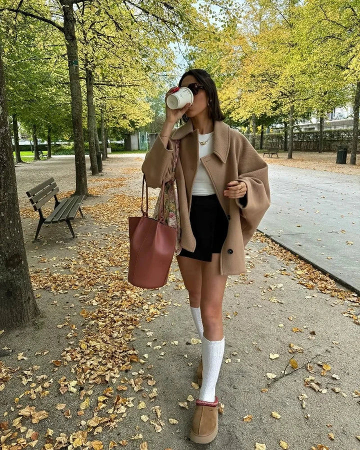 Oversized Women's Winter Coat - Mila-Beige-XS-Nora Luxe