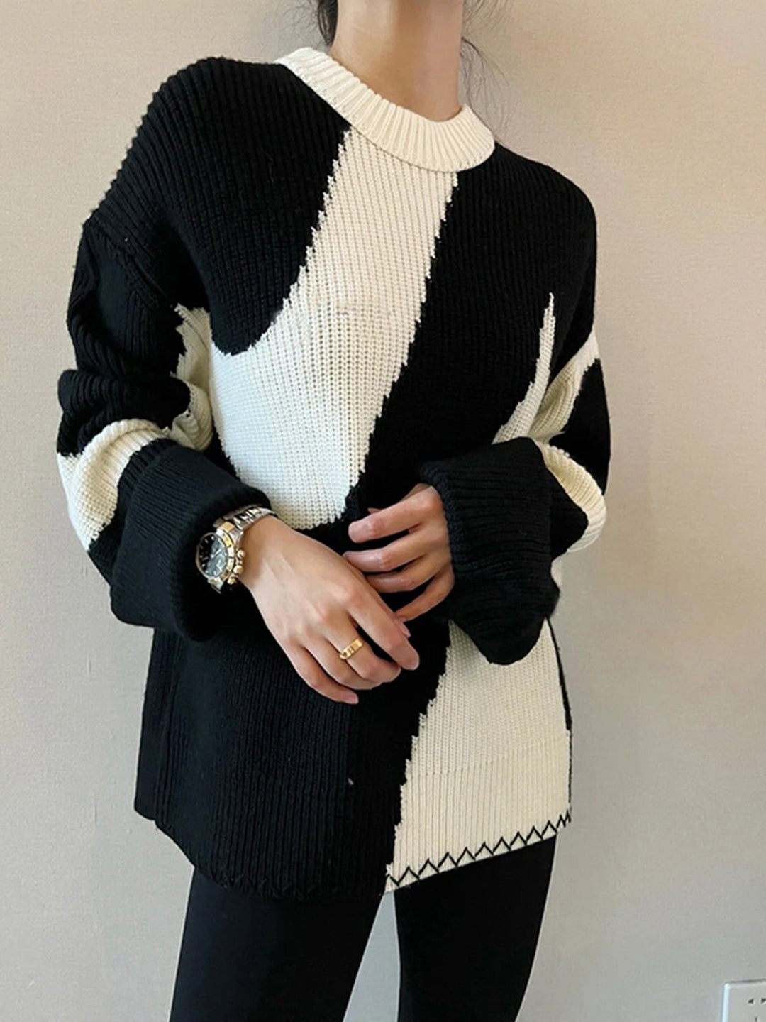 Oversized Zebra Print Sweater for Women - Lyla-Black-XS-Nora Luxe
