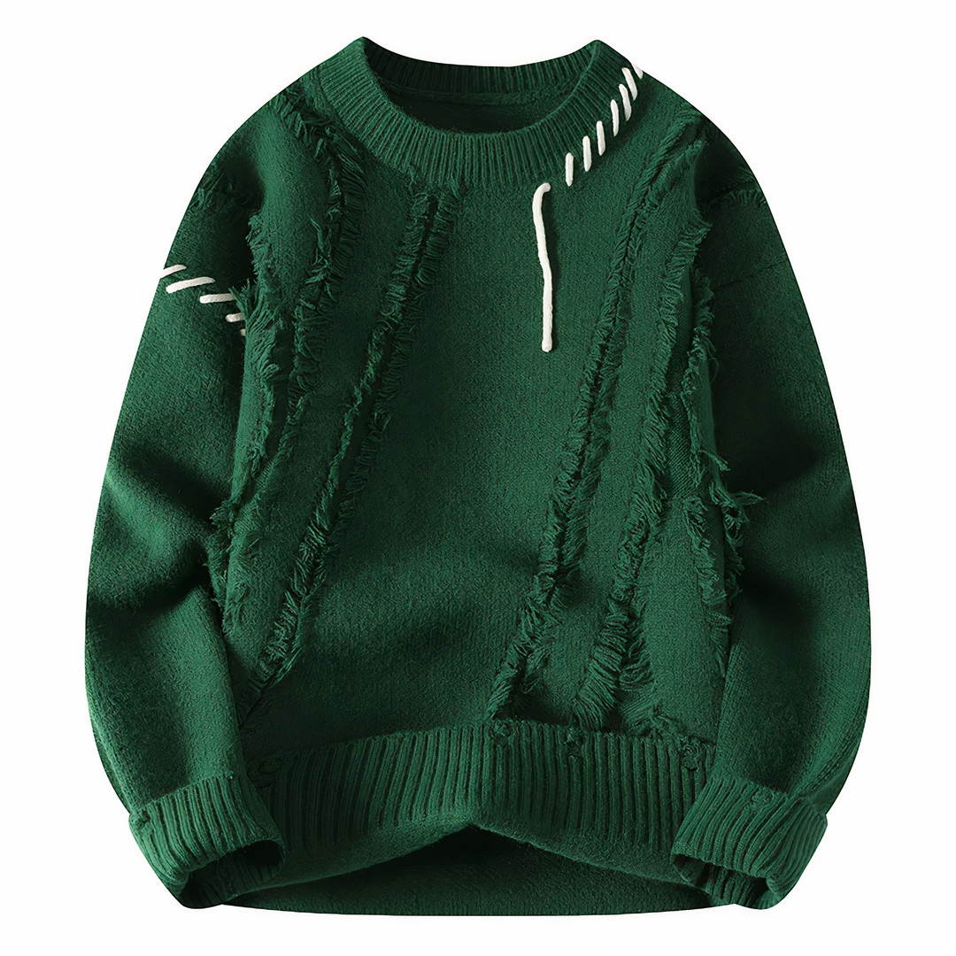 Patchwork Men's Sweater - Jasper-Green-XS-Nora Luxe