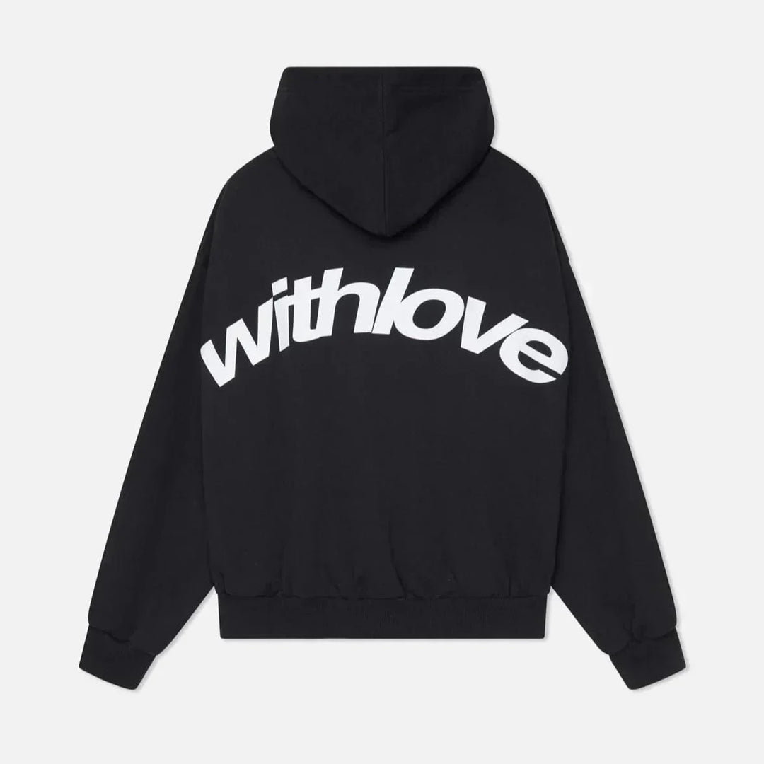Cuddly autumn hoodie with back print – Love