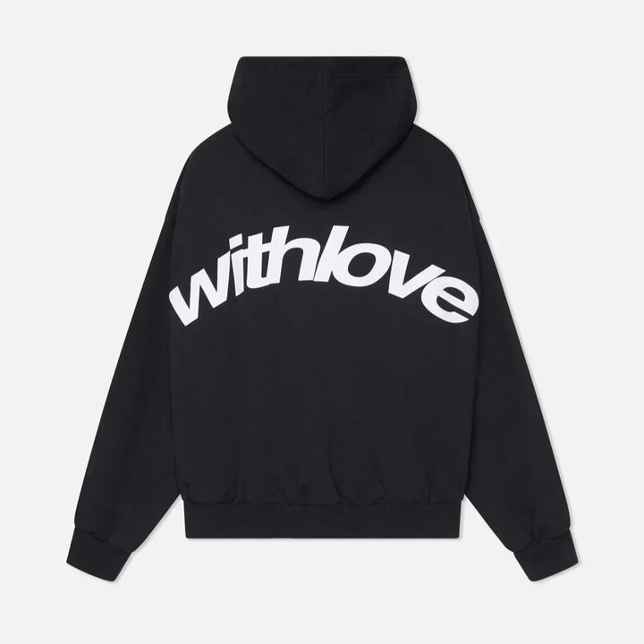 Cuddly autumn hoodie with back print – Love