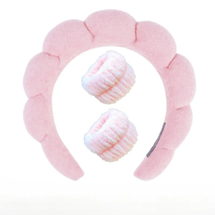 Plush Spa Headband & Wristband Set - Fluffiea-Blue-The Livary