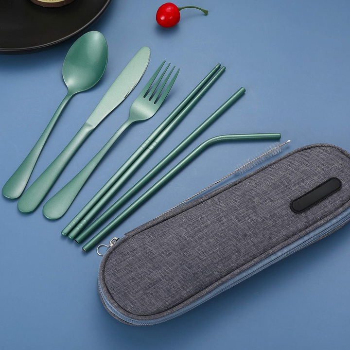 Portable Stainless Steel Cutlery Set - Travel Essential!-Black-Nora Luxe