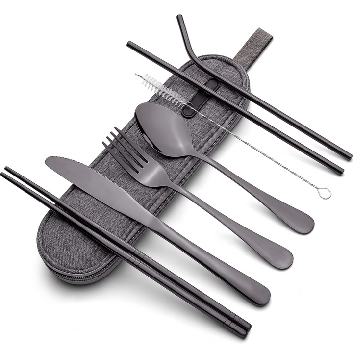 Portable Stainless Steel Cutlery Set - Travel Essential!-Black-Nora Luxe