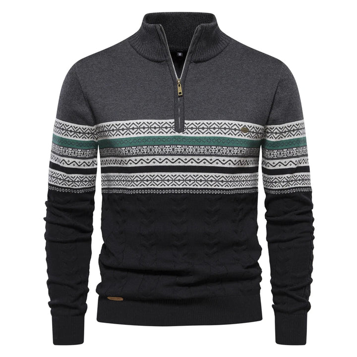 Premium Retro Pattern Sweater - Leo-Dark Gray-S-Nora Luxe
