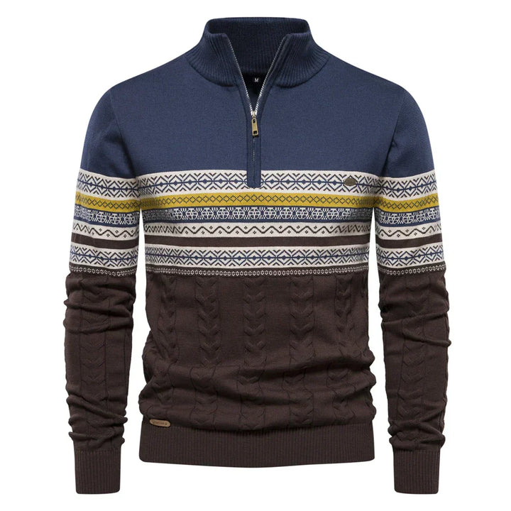 Premium Retro Pattern Sweater - Leo-Light Blue-S-Nora Luxe