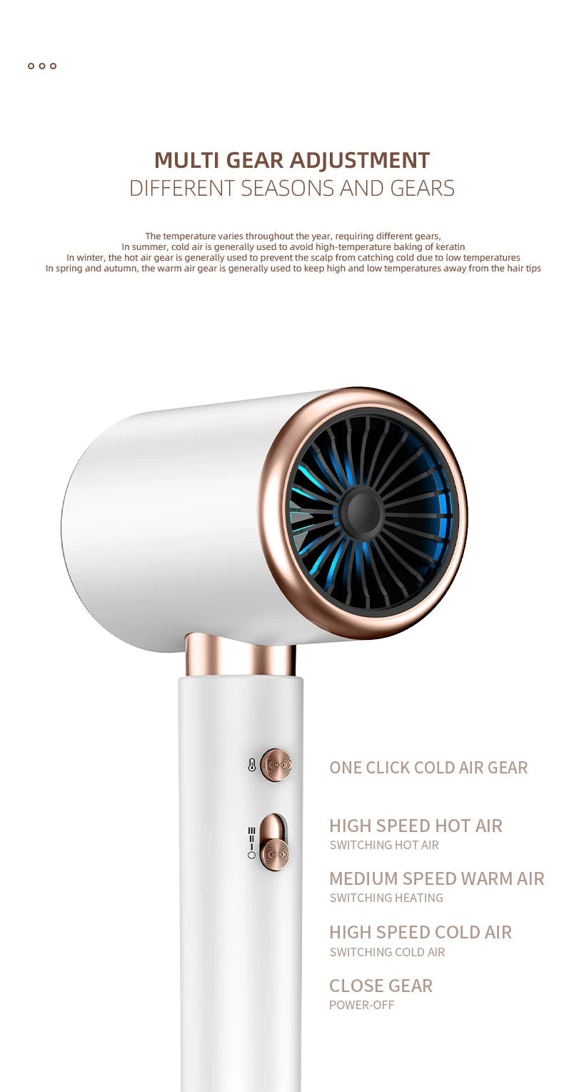 PROFESSIONAL HAIRDRYER 2400W WITH COLD AND HOT AIR - NEGATIVE IONS - POWERFUL HAIR DRYER FOR SALON RESULTS-Black-Nora Luxe