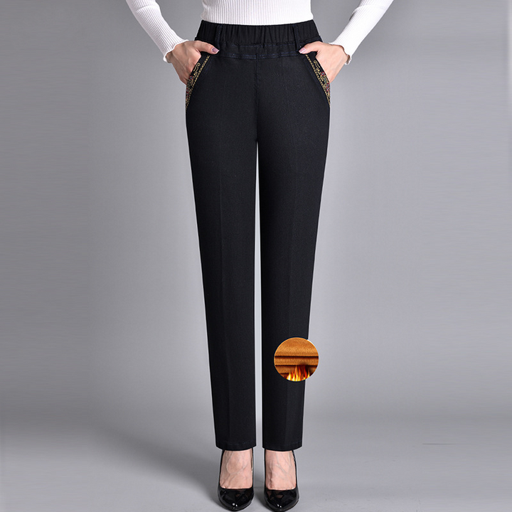 Push-up Jeans - Ella with warm inner lining and perfect fit!-Black (with lining)-XL-Nora Luxe