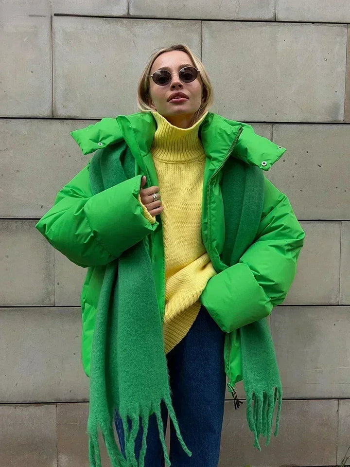 Quilted Winter Coat for Women - Elyssa-Green-S-Nora Luxe