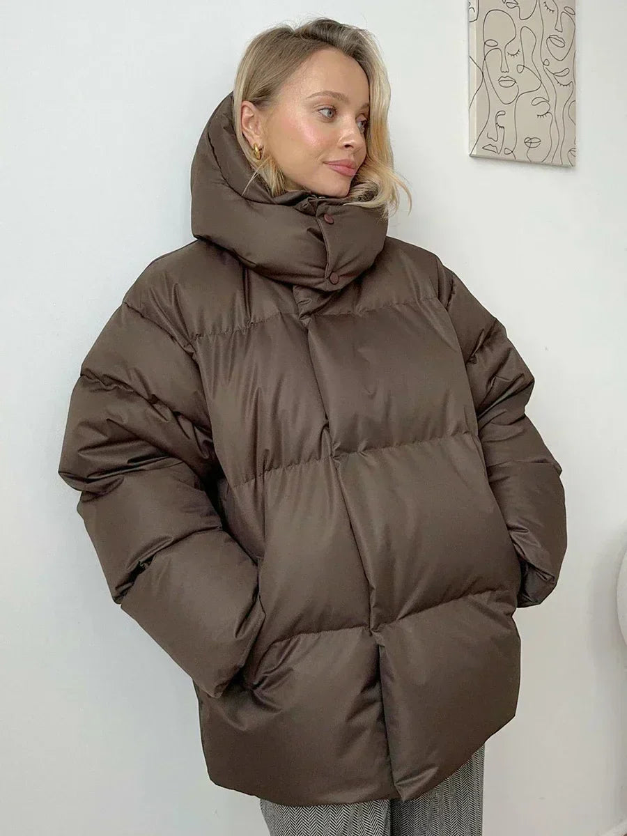 Quilted Winter Coat for Women - Elyssa-Light gray-S-Nora Luxe