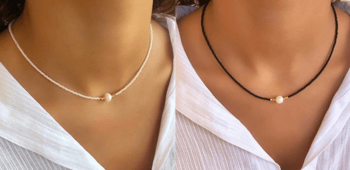 Refined Pearl Necklace (Buy 1 Get 1 Free) - Luxury Pearl-Black + white (1+1 free)-Nora Luxe