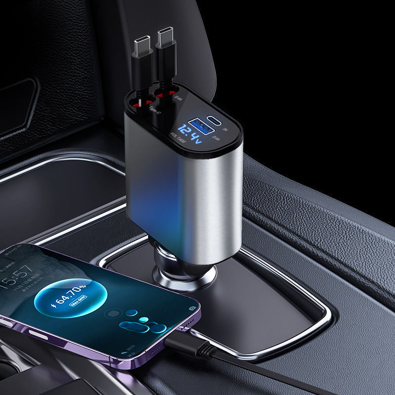 Retractable Car Fast Charger – VoltEdge-2 USB-C-Nora Luxe