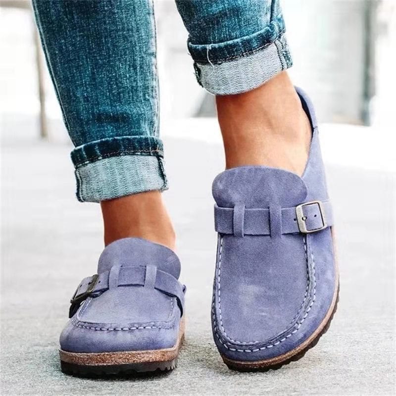 Retro Suede Slip-On Sandals with Orthopedic Comfort - Solenza-Purple-4.5-The Livary