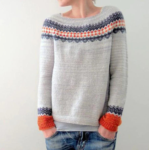 Retro Women's Sweater - Celeste-Gray-S-Nora Luxe