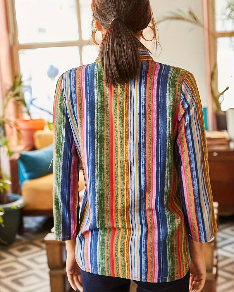 Striped Women's Blouse with Buttons – Sofia