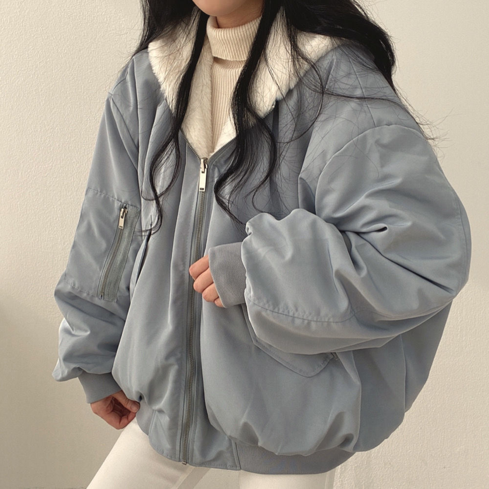 Reversible Ladies' Winter Coat with Hood - Isla-Blue-S-Nora Luxe