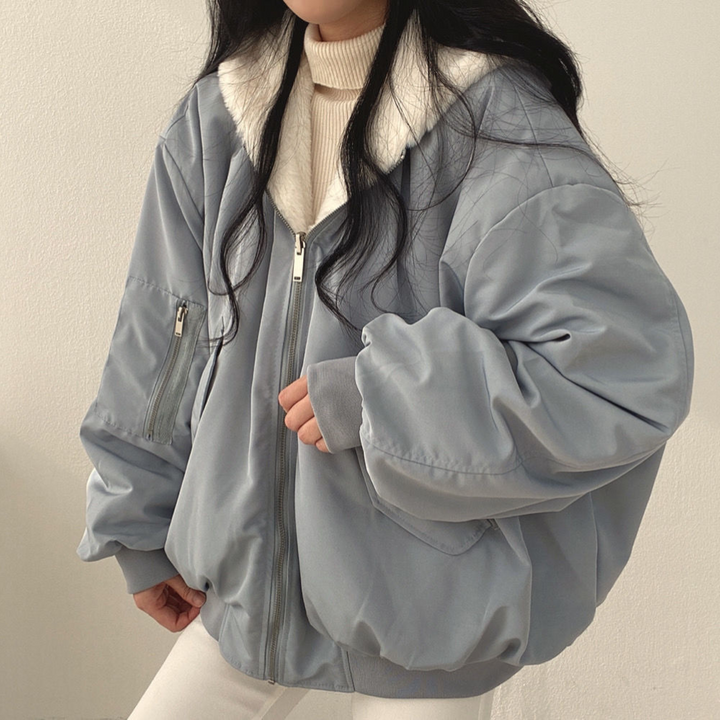 Reversible Ladies' Winter Coat with Hood - Isla-Blue-S-Nora Luxe