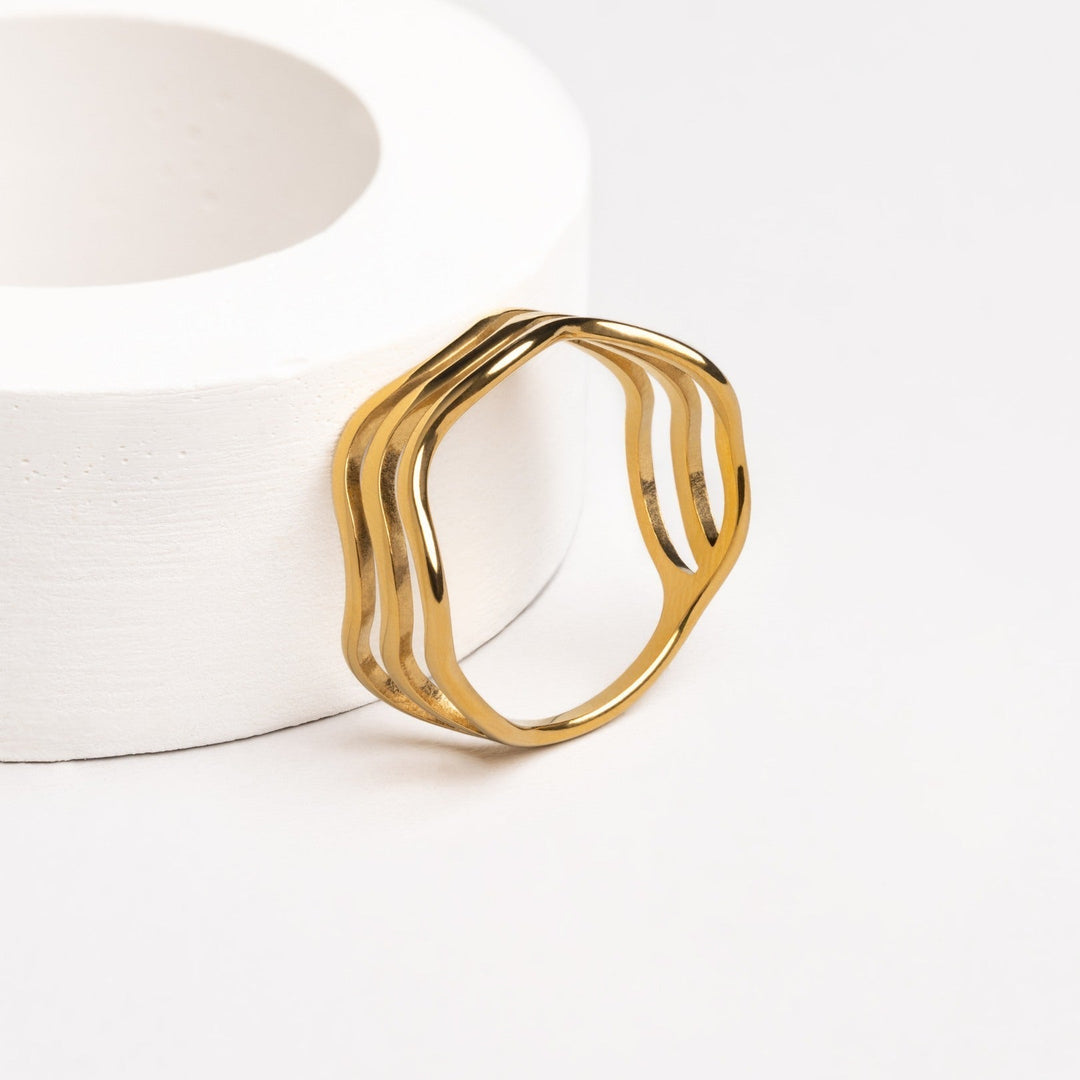 Ring with Wave Design - Nerida-5-Gold-Nora Luxe