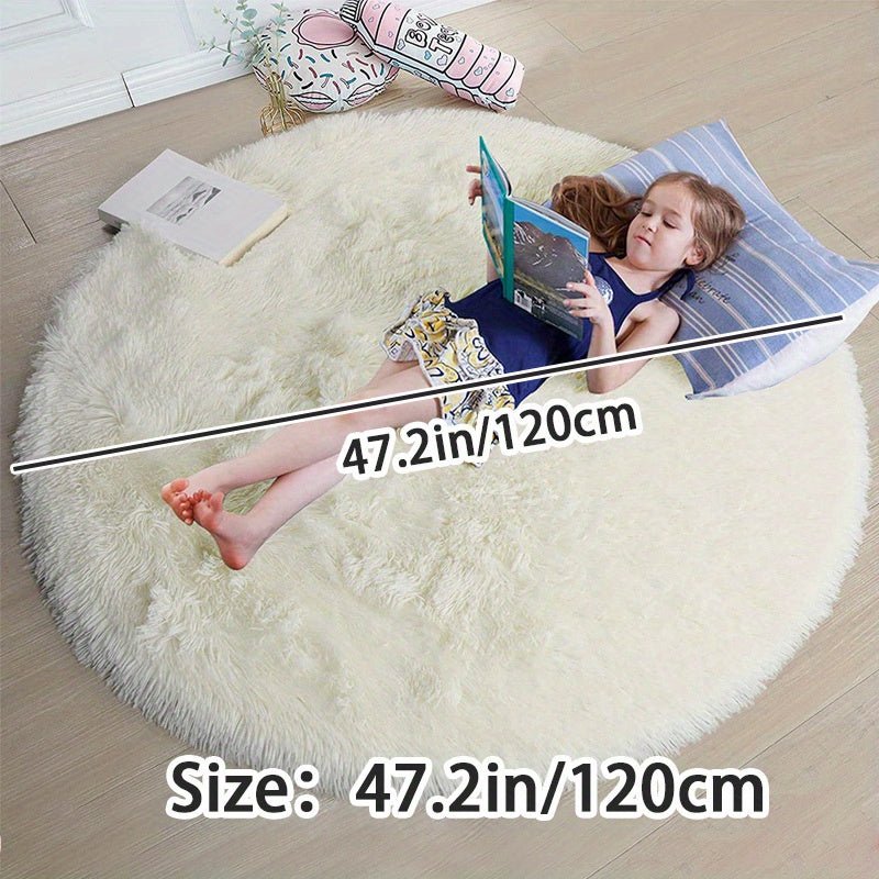 Round Fluffy Rug - Clouda-Light grey-120cm x 120cm-The Livary