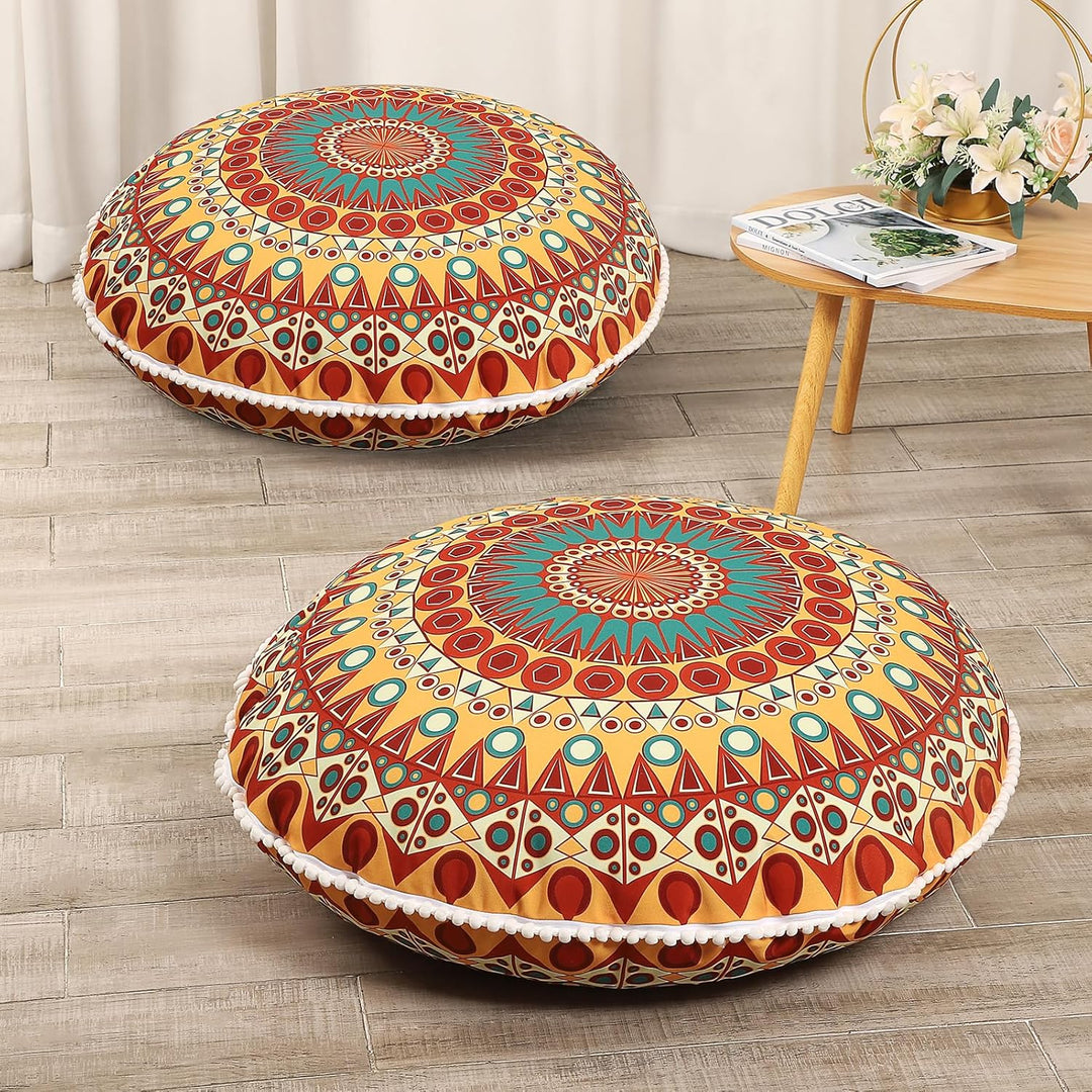 Round Meditation Cushion with Memory Foam-Dark blue-Nora Luxe
