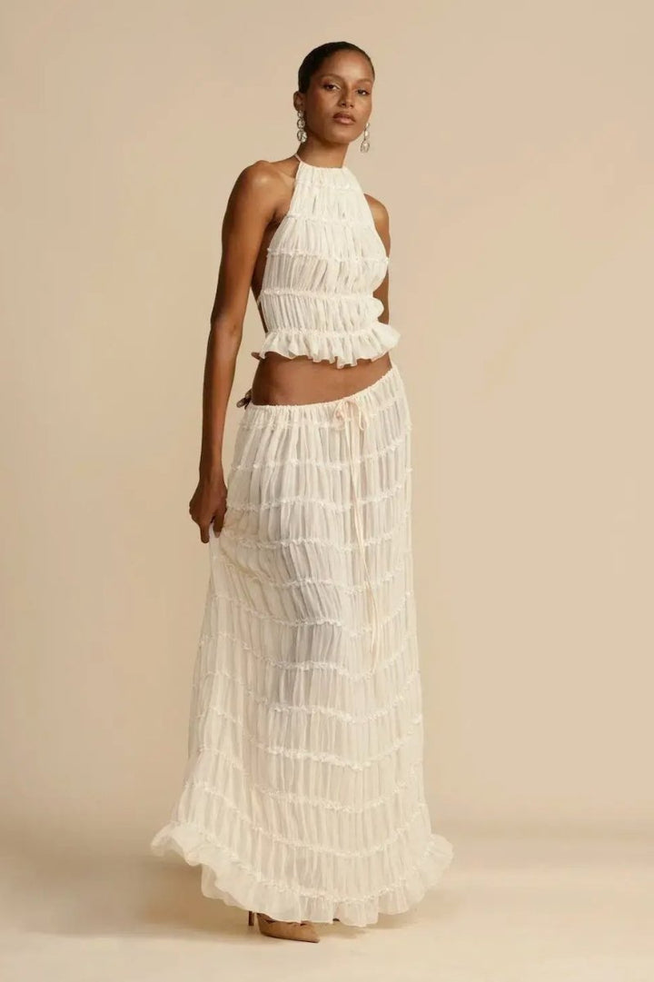 Rugless Chiffon Set – Calysta-White-S-The Livary
