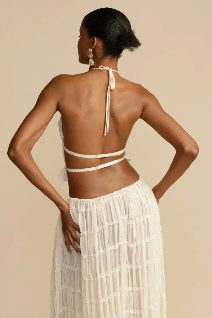 Rugless Chiffon Set – Calysta-White-S-The Livary
