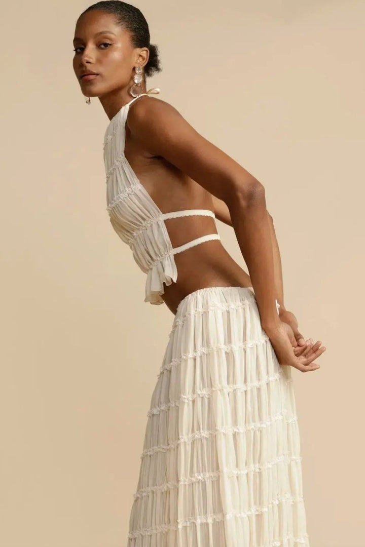 Rugless Chiffon Set – Calysta-White-S-The Livary