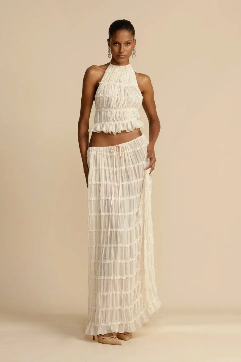 Rugless Chiffon Set – Calysta-White-S-The Livary