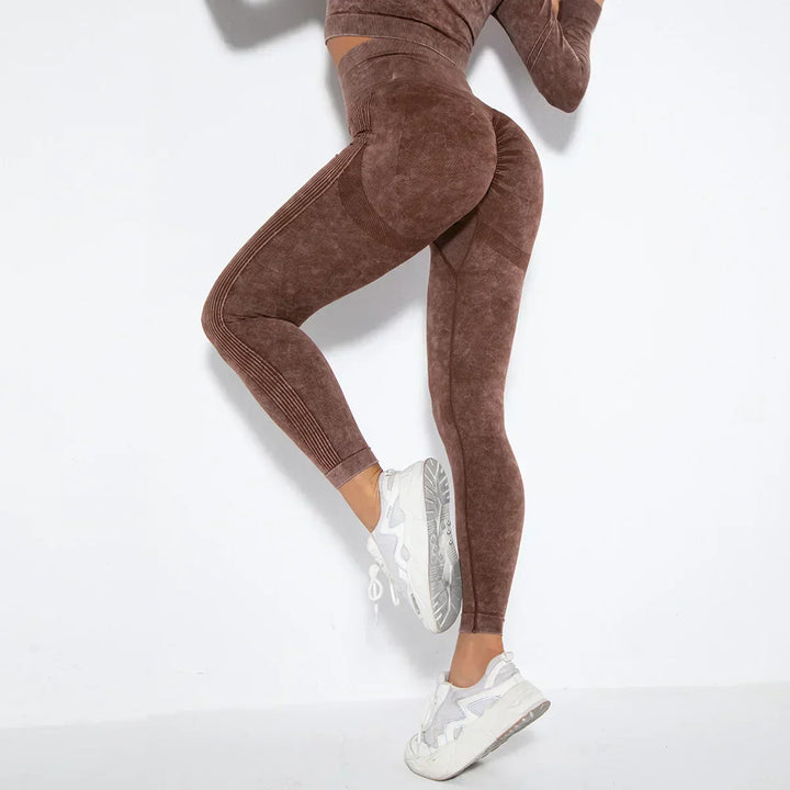 Seamless Women's Yoga Set with Cropped Top - Nova-Bordeaux Red-S-Nora Luxe