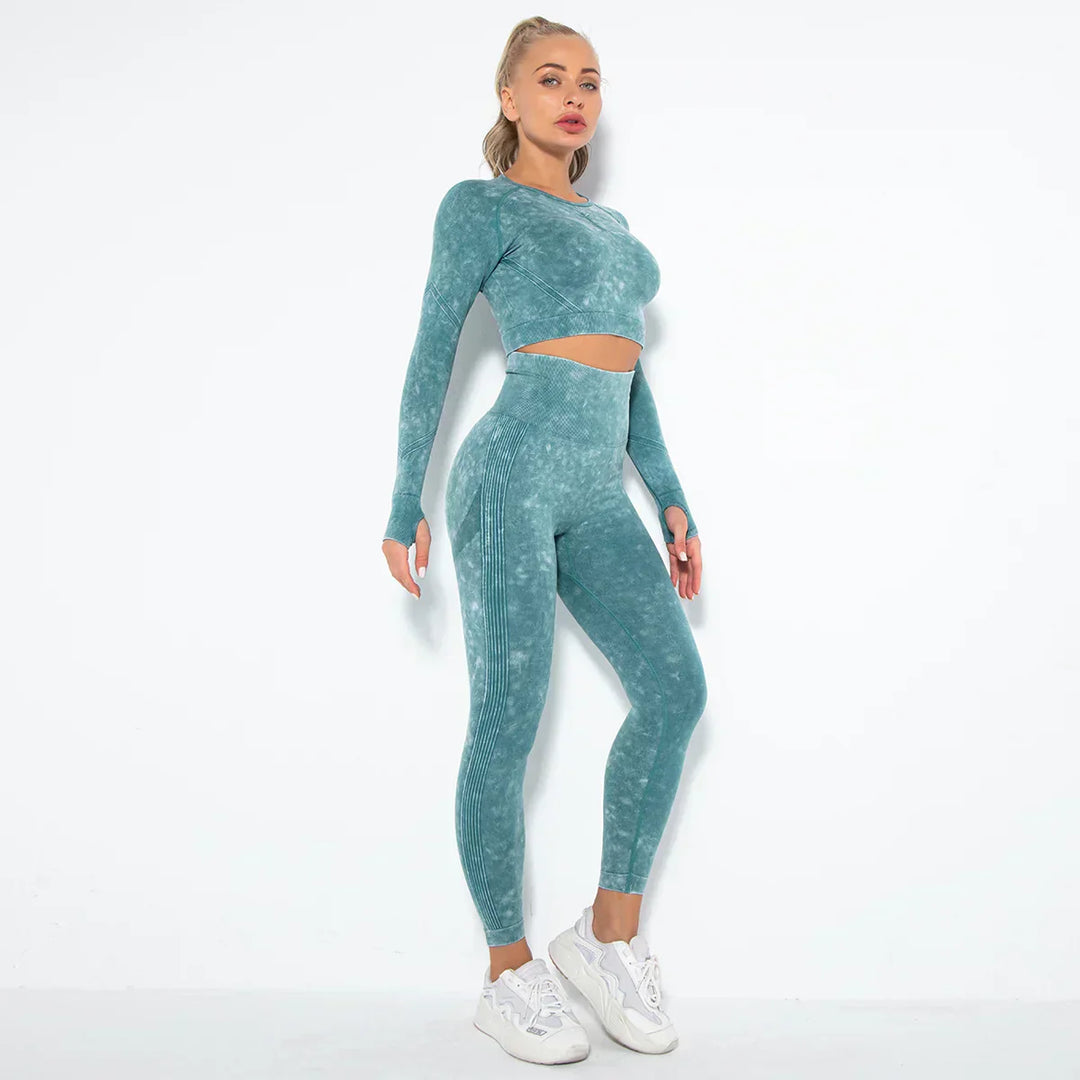 Seamless Women's Yoga Set with Cropped Top - Nova-Dark Green-L-Nora Luxe