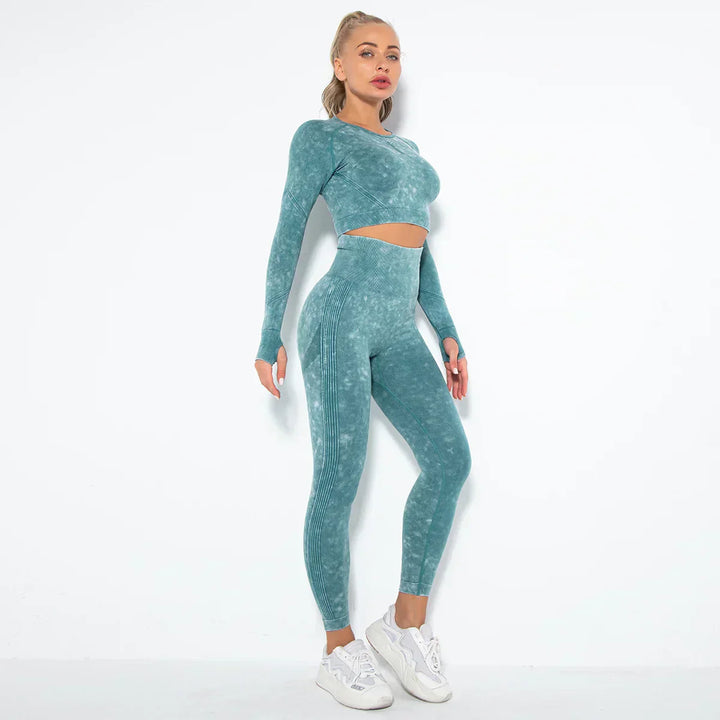 Seamless Women's Yoga Set with Cropped Top - Nova-Dark Green-L-Nora Luxe