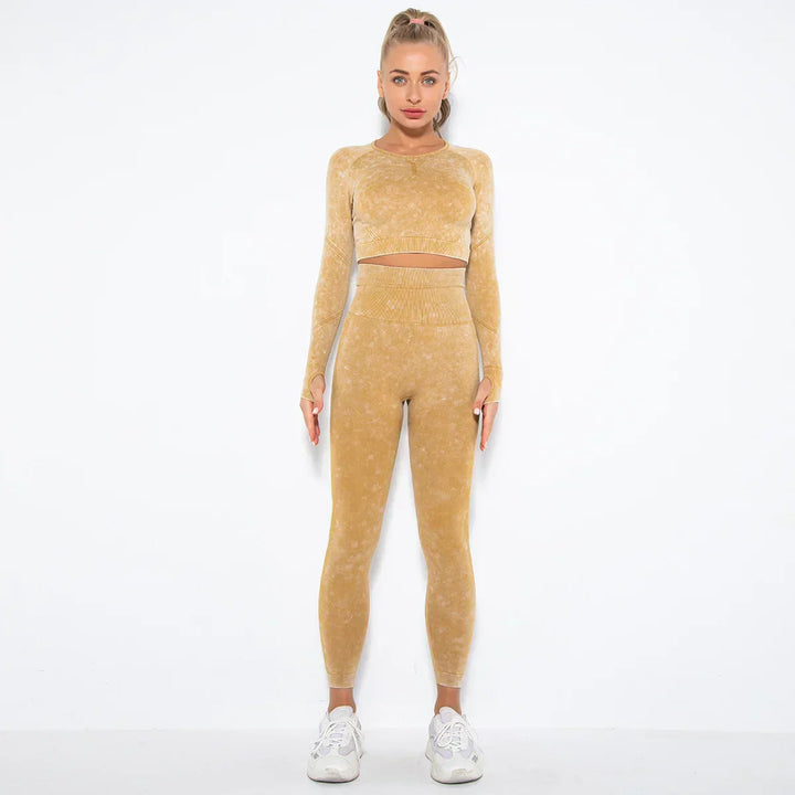 Seamless Women's Yoga Set with Cropped Top - Nova-Yellow-M-Nora Luxe