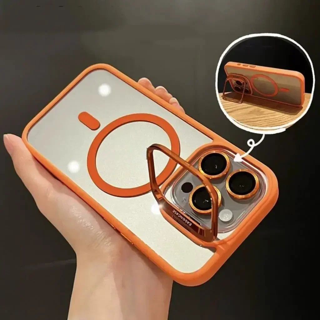 Shockproof Magnetic Phone Case with Glass Lens Guard & Stand