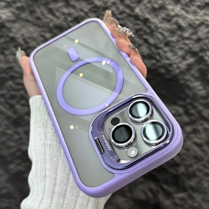 Shockproof Magnetic Phone Case with Glass Lens Guard & Stand