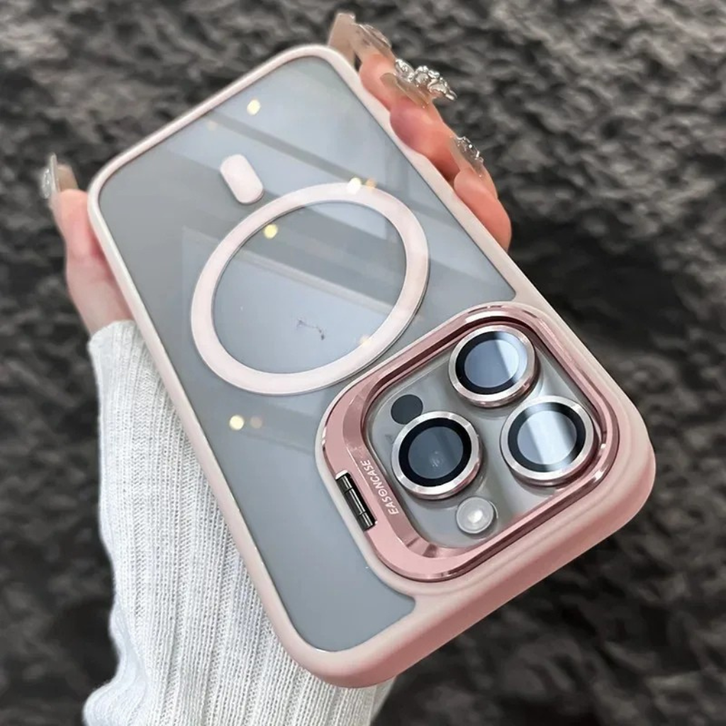 Shockproof Magnetic Phone Case with Glass Lens Guard & Stand