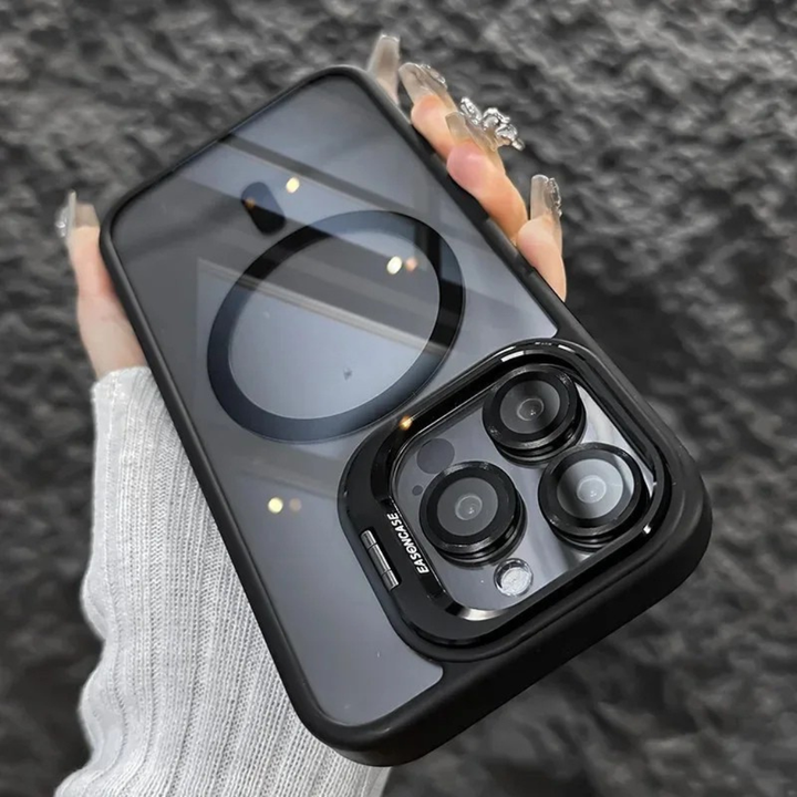 Shockproof Magnetic Phone Case with Glass Lens Guard & Stand