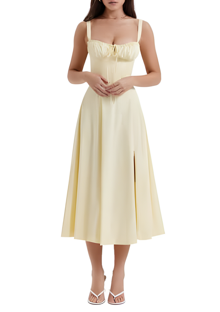 Vestido maxi estampado com cintura - Fleur